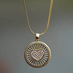 Big Heart Pendant Anti Tarnish Necklace - Gold