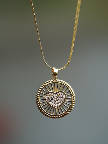 Big Heart Pendant Anti Tarnish Necklace - Gold