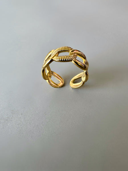Chain Link Adjustable Cuff Ring - Gold