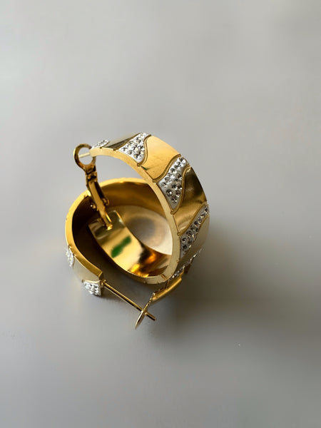 Classic Hoop Anti Tarnish Stone Studded Earrings - Gold