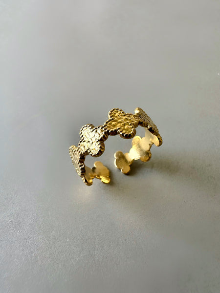 Clover Anti-tarnish Cuff Ring - Gold