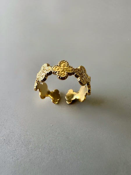 Clover Anti-tarnish Cuff Ring - Gold