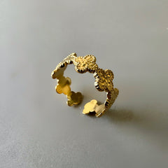 Clover Anti-tarnish Cuff Ring - Gold