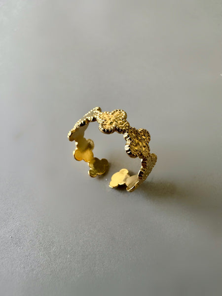 Clover Anti-tarnish Cuff Ring - Gold