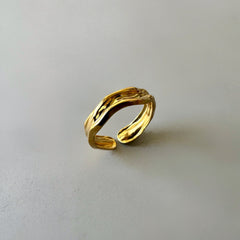 Curve Style Anti-Tarnish Ring - Gold