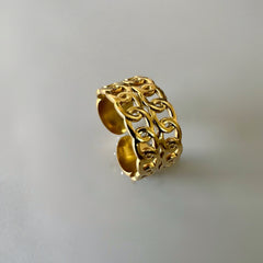 Double Layer Link Ring - Gold
