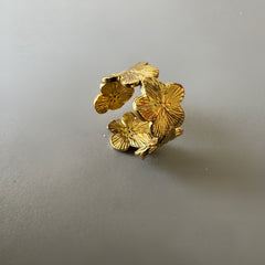 Floral Adjustable Anti-tarnish Ring - gold
