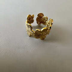 Floral Adjustable Anti-tarnish Ring - gold