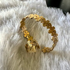 Flower Anti Tarnish Cuff Bracelet Ring Combo