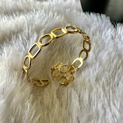 Geometric Anti Tarnish Cuff Bracelet and Ring Combo
