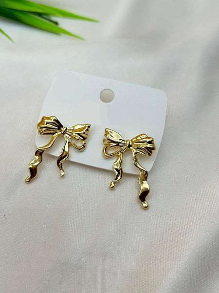 Gold Bow Anti Tarnish Earrings