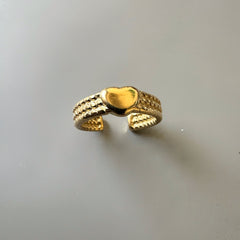 Heart in a Chain Ring - Gold