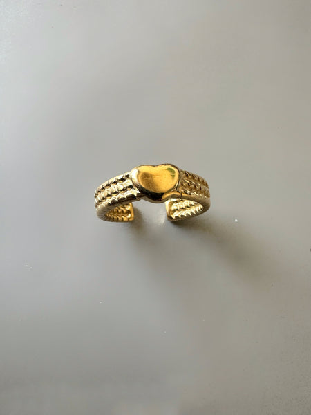 Heart in a Chain Ring - Gold