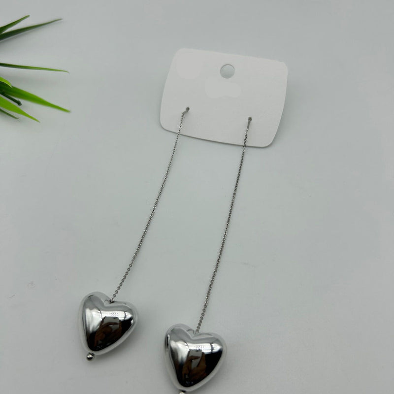 Heart on a String Anti-tarnish Earrings - Silver