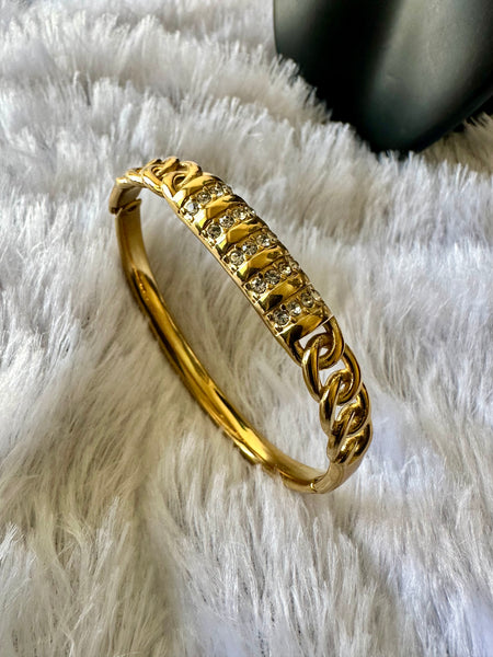 Anti Tarnish Bangle Style Bracelet - Gold