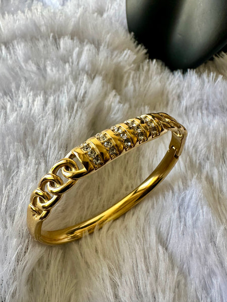 Anti Tarnish Bangle Style Bracelet - Gold