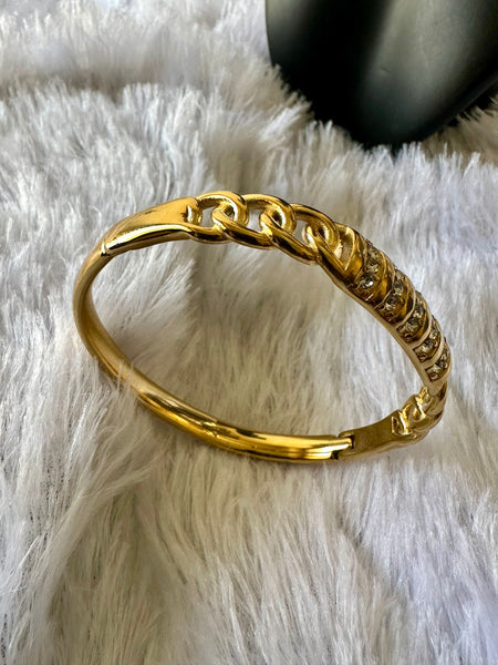Anti Tarnish Bangle Style Bracelet - Gold
