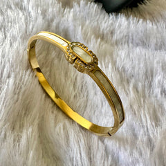 Mother of Pearl Enamel Cuff Bracelet