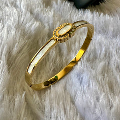 Mother of Pearl Enamel Cuff Bracelet