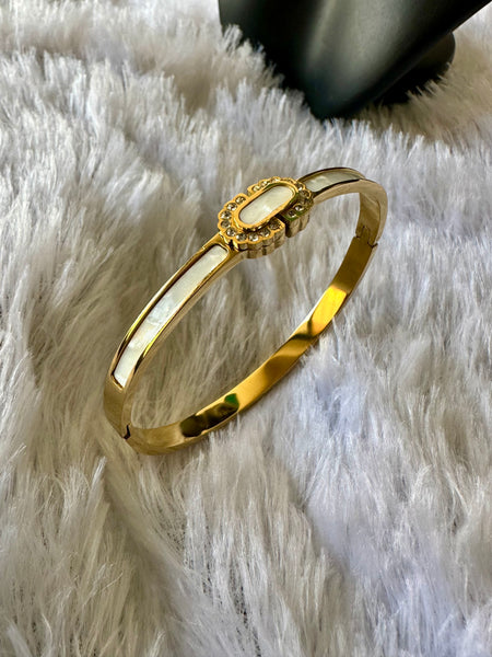 Mother of Pearl Enamel Cuff Bracelet