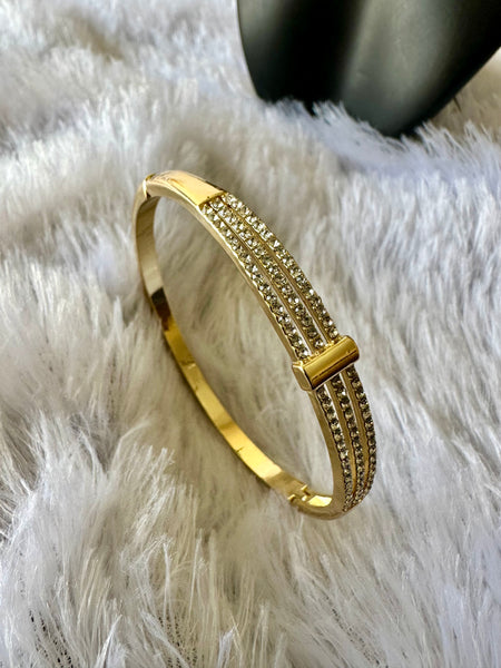 Minimalist Three Layer Stone Studded Bracelet