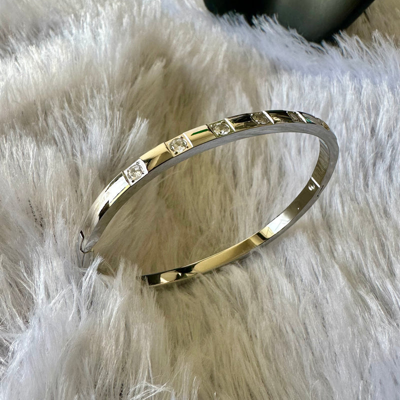 Anti-Tarnish Stone Embellished Bracelet - Silver
