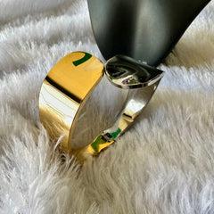 Geometric Cuff Style Dual Tone Anti Tarnish Bracelet