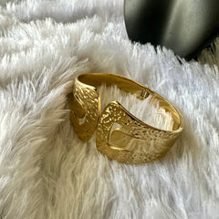 Chunky Embossed Detailing Cuff Bracelet - Gold