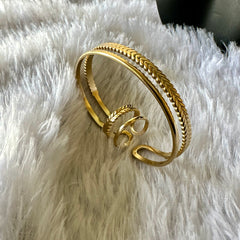 Double Layered Anti-Tarnish Bracelet Ring Combo