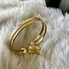 Double Layered Anti-Tarnish Bracelet Ring Combo