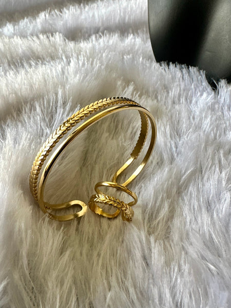 Double Layered Anti-Tarnish Bracelet Ring Combo