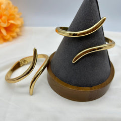 Gold Geometric Open Kada Bracelet