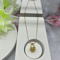 Minimalist Heart Lock Pendant Necklace - Gold