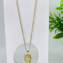 Chunky Panther Pendant Necklace - Gold