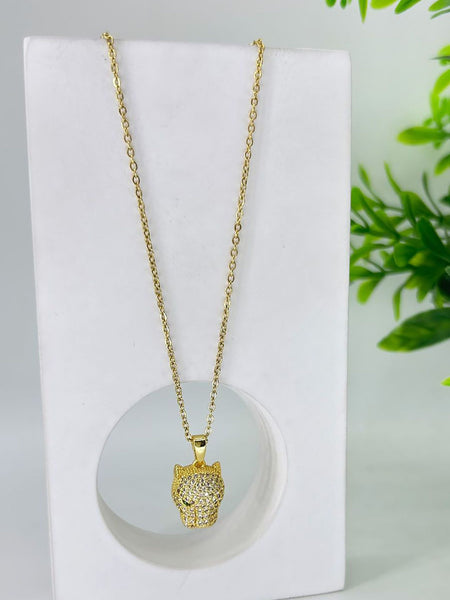 Chunky Panther Pendant Necklace - Gold