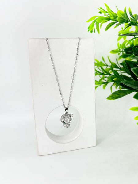 Stainless Steel Panther Pendant Necklace - Silver
