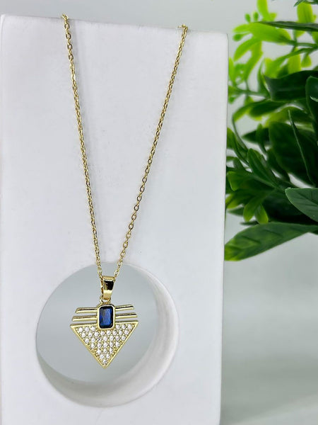 Studded triangle with blue stone