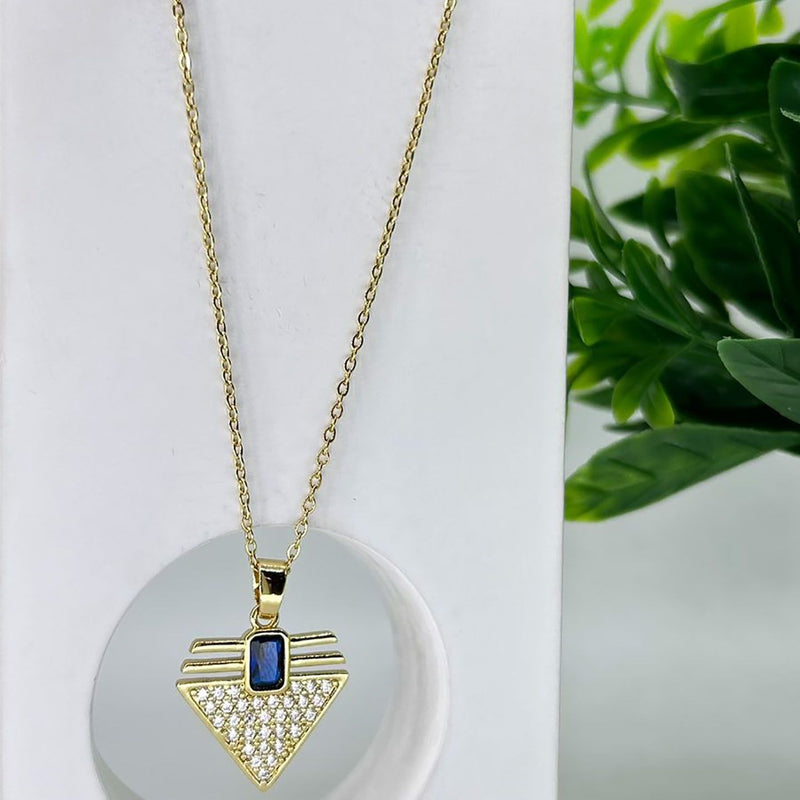 Studded triangle with blue stone