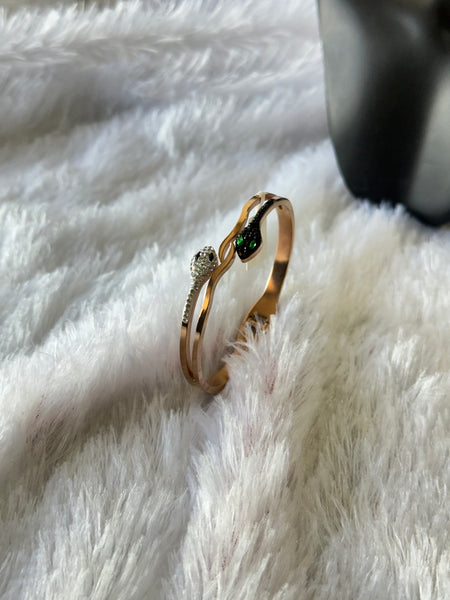 Green and Silver Snake Bracelet with Mini Stones