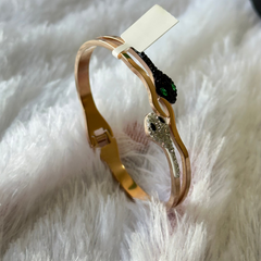 Green and Silver Snake Bracelet with Mini Stones