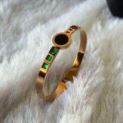 Gold Bracelet with green stones