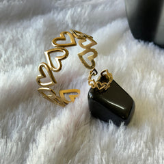 Gold Heart Bracelet and Ring Combo