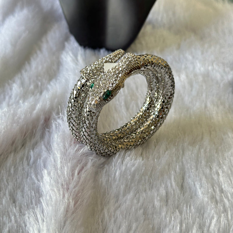 Snake Wrap Around Bracelet - Silver