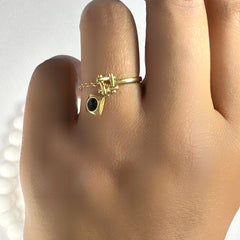 Dainty Anti Tarnish Hashtag Ring with charm