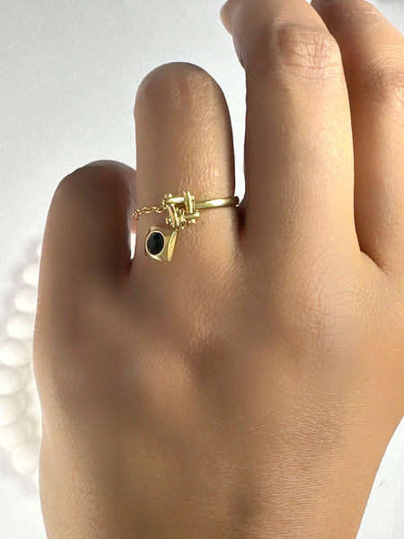 Dainty Anti Tarnish Hashtag Ring with charm