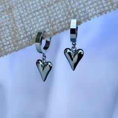 Silver hoop with heart