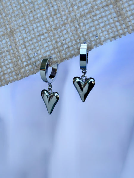 Silver hoop with heart