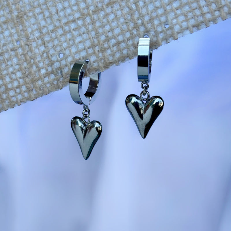 Silver hoop with heart
