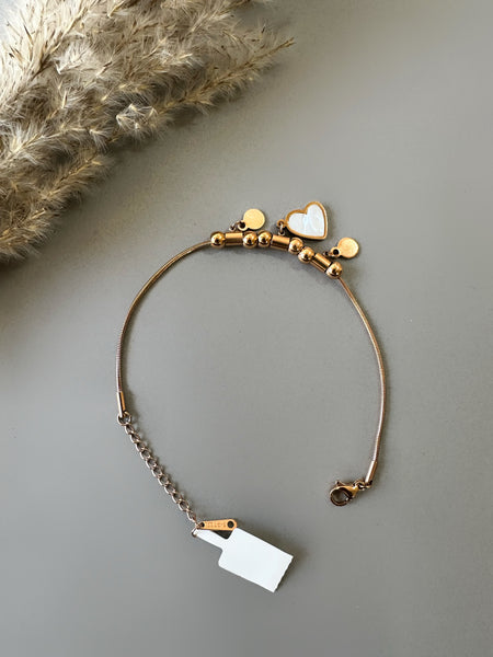 Heart Mother of Pearl Charm Bracelet - Rose-Gold