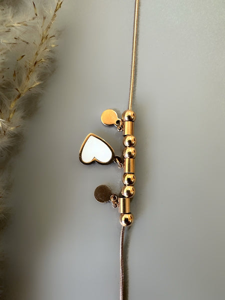Heart Mother of Pearl Charm Bracelet - Rose-Gold